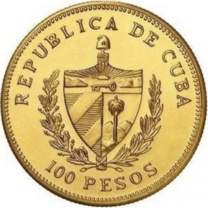Аверс монеты Куба, 100 песо, 1988-1990, Хосе Марти /Patria y Libertad/