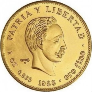 Реверс монеты Куба, 100 песо, 1988-1990, Хосе Марти /Patria y Libertad/