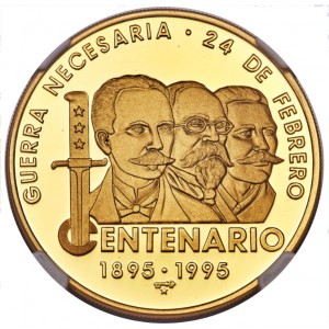 Реверс монеты Куба, 100 песо, 1995, 100 лет Войне за независимость Кубы