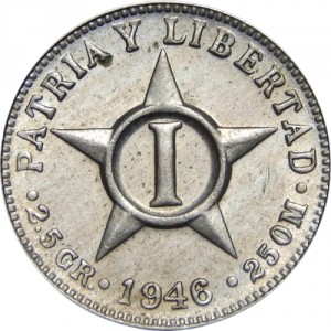 Реверс монеты Куба, 1 сентаво, 1946-1961