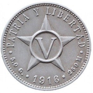 Реверс монеты Куба, 5 сентаво, 1915-1920