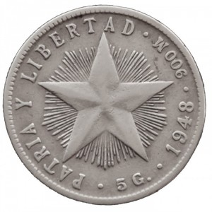 Реверс монеты Куба, 20 сентаво, 1915-1949