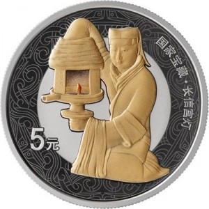 Реверс монеты Китай, 5 юань, 2025, Национальное достояние — Фонарь дворца Чансинь
