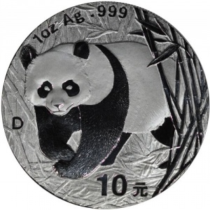 Реверс монеты Китай, 10 юань, 2001-2002, Панда