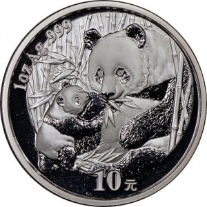Реверс монеты Китай, 10 юань, 2005, Панда