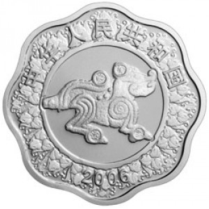 Аверс монеты Китай, 10 юань, 2006, Год собаки /круг с волнообразным краем/