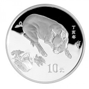 Реверс монеты Китай, 10 юань, 2007, Год свиньи