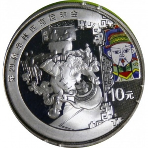 Реверс монеты Китай, 10 юань, 2008, XXIX летние Олимпийские игры, Пекин 2008 - Чайная церемония
