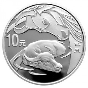 Реверс монеты Китай, 10 юань, 2009, Год быка