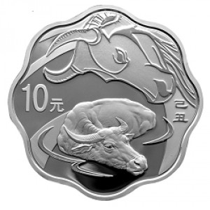 Реверс монеты Китай, 10 юань, 2009, Год быка /круг с волнообразным краем/