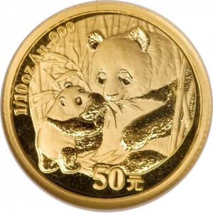 Реверс монеты Китай, 50 юань, 2005, Панда