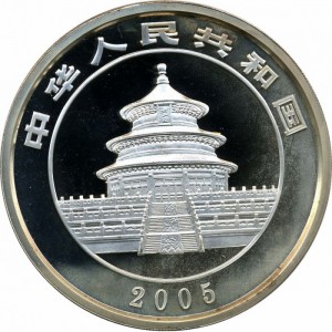 Аверс монеты Китай, 50 юань, 2005, Панда