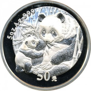 Реверс монеты Китай, 50 юань, 2005, Панда