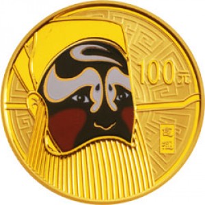 Реверс монеты Китай, 100 юань, 2010, Маски Пекинской оперы - Бао Чжэн