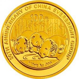 Реверс монеты Китай, 100 юань, 2013, 30 лет China Everbright Group