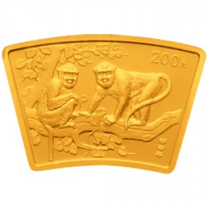Реверс монеты Китай, 200 юань, 2004, Год обезьяны