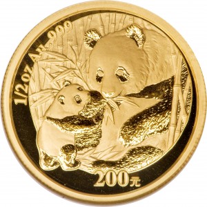 Реверс монеты Китай, 200 юань, 2005, Панда
