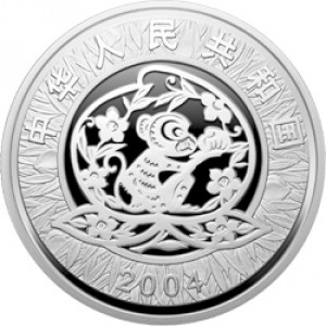 Аверс монеты Китай, 300 юань, 2004, Год обезьяны