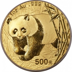 Реверс монеты Китай, 500 юань, 2001, Панда
