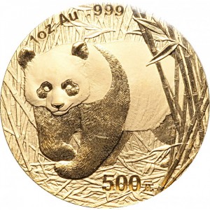 Реверс монеты Китай, 500 юань, 2002, Панда