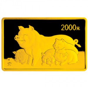 Реверс монеты Китай, 2000 юань, 2007, Год свиньи