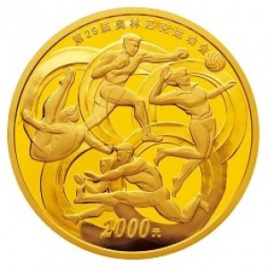 Реверс монеты Китай, 2000 юань, 2008, XXIX летние Олимпийские игры, Пекин 2008 - Современные виды спорта