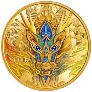 Реверс монеты Китай, 2000 юань, 2024, Год дракона
