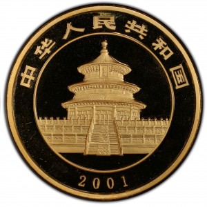 Аверс монеты Китай, 10.000 юань, 2001, Панда