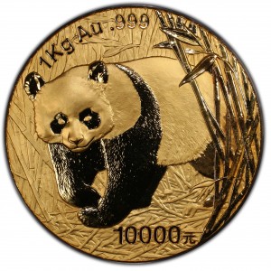 Реверс монеты Китай, 10.000 юань, 2001, Панда