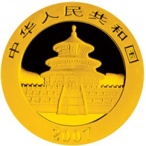 Аверс монеты Китай, 10.000 юань, 2007, Панда