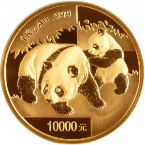Реверс монеты Китай, 10.000 юань, 2008, Панда