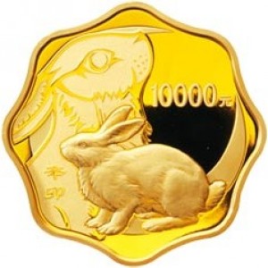 Реверс монеты Китай, 10.000 юань, 2011, Год кролика