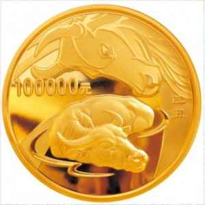 Реверс монеты Китай, 100.000 юань, 2009, Год быка