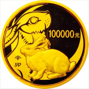 Реверс монеты Китай, 100.000 юань, 2011, Год кролика