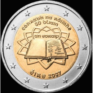 Аверс монеты Ирландия, 2 евро, 2007, 50 лет подписания Римского договора