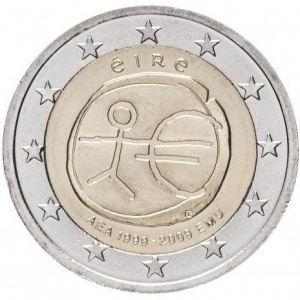 Аверс монеты Ирландия, 2 евро, 2009, 10 лет монетарной политики ЕС (EMU) и введения евро