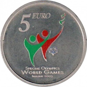 Реверс монеты Ирландия, 5 евро, 2003, Специальная Олимпиада 2003 в Дублине
