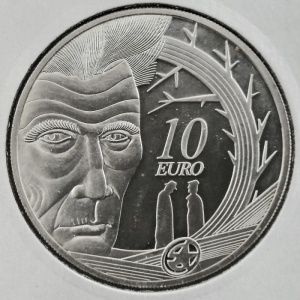 Реверс монеты Ирландия, 10 евро, 2006, 100 лет со дня рождения Сэмюэля Беккета