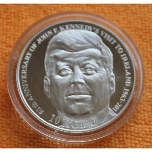 Реверс монеты Ирландия, 10 евро, 2013, 50 лет визиту Кеннеди в Ирландию