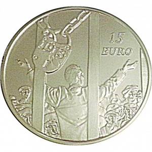 Реверс монеты Ирландия, 15 евро, 2013, 100 лет Дублинскому локауту