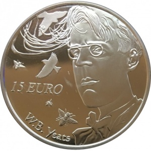 Реверс монеты Ирландия, 15 евро, 2015, 150 лет со дня рождения Уильяма Батлера Йейтса
