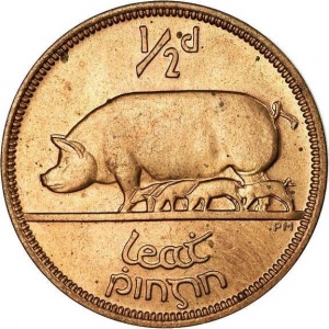 Реверс монеты Ирландия, ½ пенни, 1939-1967
