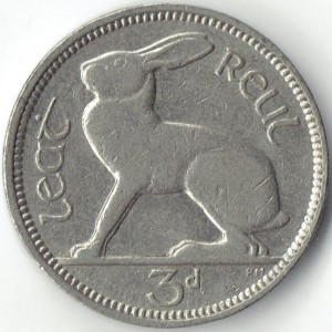 Реверс монеты Ирландия, 3 пенса, 1939-1940