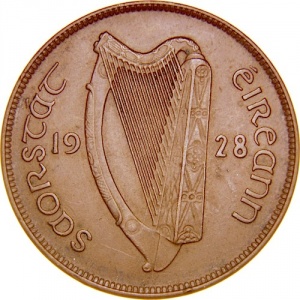 Аверс монеты Ирландия, 1 пенни, 1928-1937