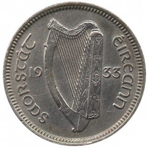 Аверс монеты Ирландия, 3 пенса, 1928-1935