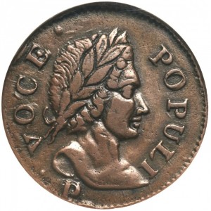 Аверс монеты Ирландия, ½ пенни, 1760, Voce Populi