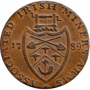 Реверс монеты Ирландия, ½ пенни, 1789, Ассоциация ирландских шахтеров