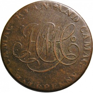Аверс монеты Ирландия, ½ пенни, 1791, Camac Kyan and Camac / John of Gaunt