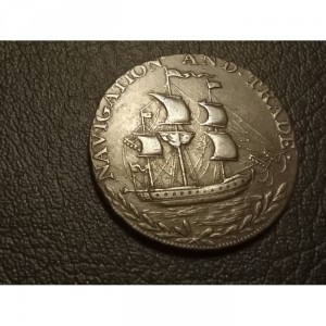 Реверс монеты Ирландия, ½ пенни, 1795, NAVIGATION AND TRADE