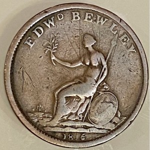 Реверс монеты Ирландия, 1 пенни, 1816, Wellington & Victory
